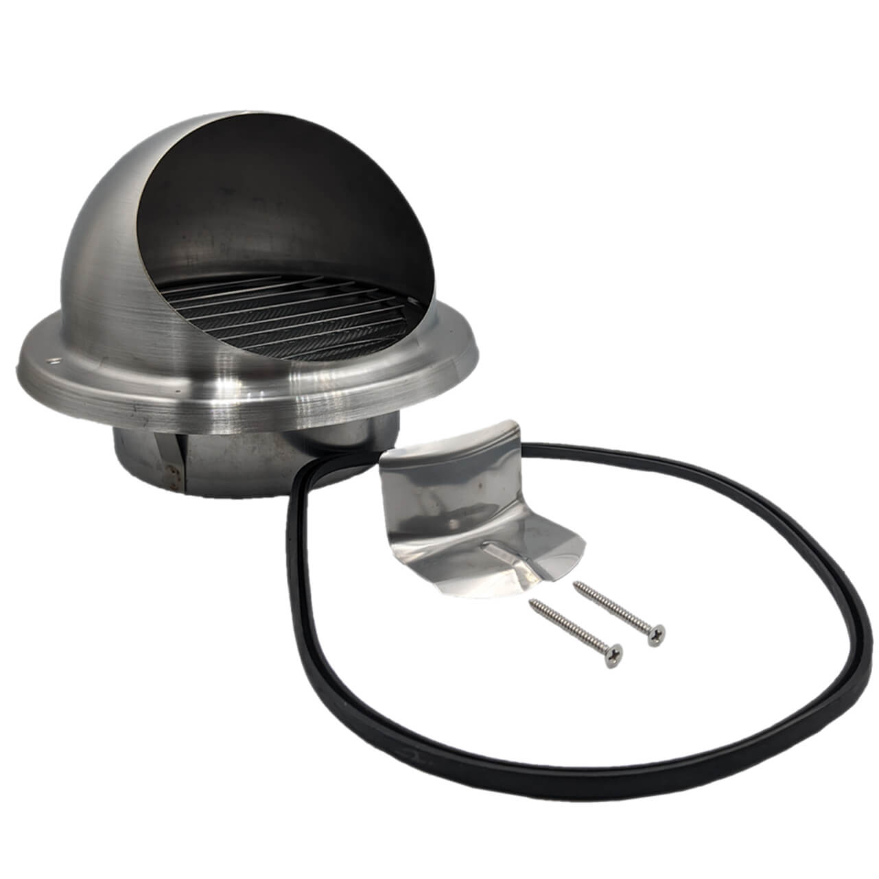 Czerpnia - wyrzutnia ścienna ze stali kwasoodpornej z okapnikiem, średnica fi 100mm